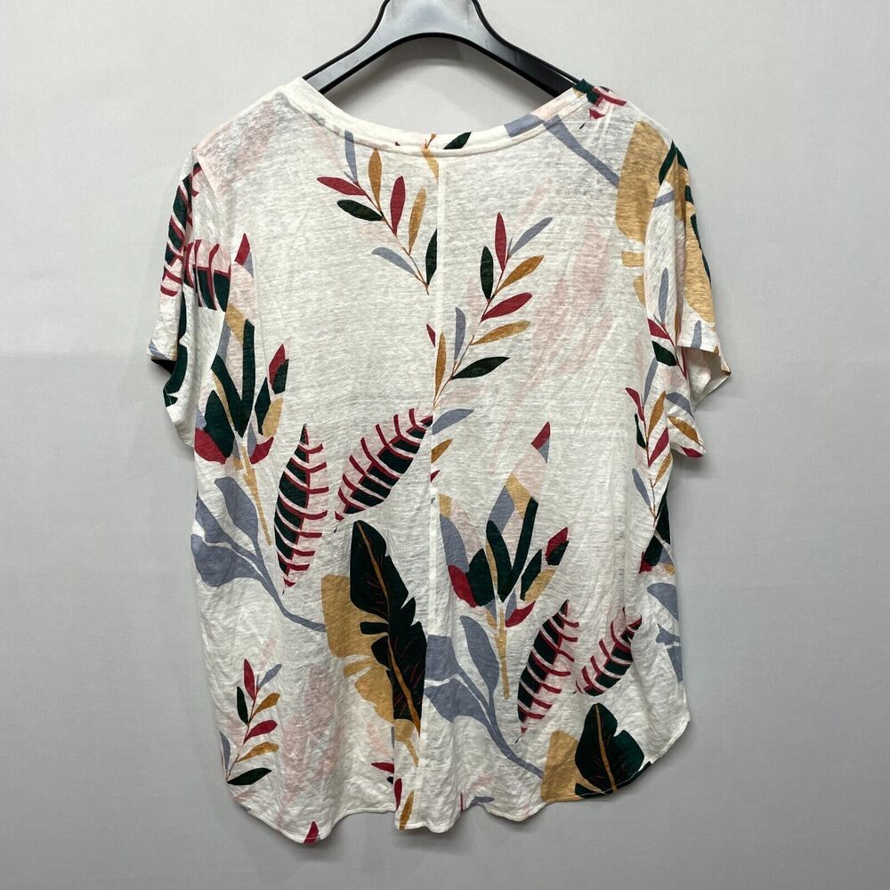 Cynthia Rowley Short Sleeve 100% Linen T-Shirt Tee Top Size 3X Floral M245 -28 - Picture 9 of 12